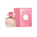 Grandeur Candy Rose by Grandeur – 100 ml for Women, a pink glass perfume bottle with a clear and pink striped cap, next to its pink box with gold foil lettering.
