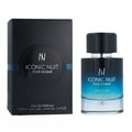 Grandeur Iconic Nuit Pour Homme 100ml EDP Lelaki — Kotak hitam dengan aksen biru dan rekaan bulat bersebelahan botol minyak wangi kaca jernih dengan gradien biru dan penutup hitam.