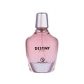 Grandeur Destiny Women — Pink glass perfume bottle with a silver cap, featuring the text 'DESTINY WOMEN' and the Grandeur logo.