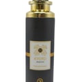 Grandeur Kyoto Selective Angel Deodorant Body 200ml Grandeur Unisex — Black cylindrical spray bottle with gold accents and a white label featuring ornate gold detailing and text. | Grandeur Kyoto Selective Angel Deodorant Body 200ml Grandeur Unisex — Botol semburan silinder hitam dengan aksen emas dan label putih