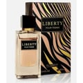Grandeur Liberty EDP Grandeur Elite Perfume For Her Spray 60ml — Clear glass perfume bottle with gold accents and black cap, next to its tiger-striped box.