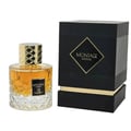 Grandeur Montage by Grandeur Intense 100ml EDP — Amber liquid in a clear, diamond-patterned glass bottle with a gold textured cap, next to its black and gold presentation box.