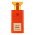 Grandeur Beach Coral by Grandeur 100 ml for Women — Orange perfume bottle with a gold logo and cap, featuring a white label with 'BEACH CORAL' and 'EAU DE PARFUM'.
