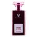Grandeur Ultra Charm Eau de Parfum — A rectangular, deep red perfume bottle with a translucent pink cap. The bottle features a white label with 'ULTRA CHARM' and 'EAU DE PARFUM' text, and the Grandeur logo.