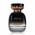 Khadlaj La Fede Elegant Kiss of Rose 100ml EDP — A dark, gradient glass perfume bottle with a decorative gold-toned cap and rose gold accents, featuring the text 'aura', 'Kiss of Rose', and 'La Fede'.