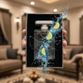 Lattafa Atlas by Lattafa EDP 55 ml Men — Fragrance bottle with cracked glass, lemon slices, and water splash