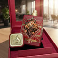 Lattafa Badee Al Oud Sublime — Red gift box open, showing a red perfume bottle with gold accents and a decorative front