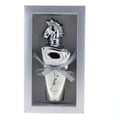Lattafa Maahir Legacy by Lattafa 100ml EDP Man — Silver perfume bottle with a horse head cap, tied with a grey ribbon, presented in a silver gift box.