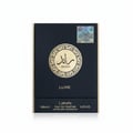 Lattafa Raed Luxe by Lattafa 100ml EDP Unisex — Kotak biru gelap bertekstur dengan lambang bulat emas bertulis skrip Arab dan 'RA'ED', pelekat hologram di kanan atas, tulisan 'LUXE' di bawah lambang, dan butiran produk di bahagian bawah.