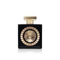 Lattafa Pride Nebras by Lattafa Pride 100ml EDP Women — Black square perfume bottle with a gold sunburst emblem and gold cap, isolated on a white background with reflection.