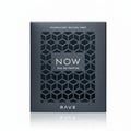 Rave Now by Rave Perfume Lattafa 100ml For Man — A dark grey textured box with a geometric cut-out pattern, revealing the "NOW EAU DE PARFUM" text and the brand "RAVE" below, set against a white background with reflection.