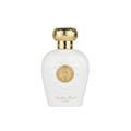 Lattafa Opulent Musk by Lattafa 100ml EDP Unisex — White perfume bottle with ornate gold cap and embossed sun-like emblem on the front, text 'Opulent Musk Lattafa' below.