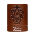 Lattafa Qaaed Al Shabaab by Lattafa 100ml for Men — Brown leather-textured cylindrical box with embossed Arabic calligraphy and "Qaaed" text, and "Qaa'ed AL SHABAAB" text on the base.