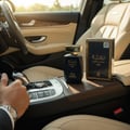 Lattafa Raghba for Men Lattafa 100ml EDP — Black perfume bottle with gold cap and matching box placed on a car's center console, hand on gear shift