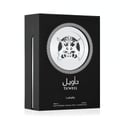 Lattafa Taweel by Lattafa 100ml EDP Unisex — Black perfume box with a silver emblem of two stags and a crown, featuring Arabic and English text.