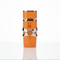 Lattafa Yara Tous by Lattafa 100ml EDP Women — Orange perfume bottle with silver accents and Arabic script, against a white background with reflection.