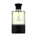 Maison Alhambra Avant by Maison Alhambra 100ml EDP Men — Clear glass perfume bottle with a black cap and a silver band, featuring a deer logo and text.