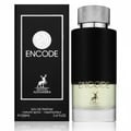 Maison Alhambra Encode By Maison Alhambra 100ml for Man — Black textured bottle with silver cap and gold accents, next to its matching black box with white text and a circular logo.