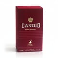 Maison Alhambra Candid Pour Homme — Red velvet box packaging with gold crown and deer logo, showing "CANDID POUR HOMME" text and 100ml volume.