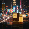 Maison Alhambra Eternal Touch by Maison Alhambra 80ml EDP — Perfume bottle and box displayed on a reflective surface with a blurred, vibrant city night background.