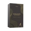 Maison Alhambra Exquisite Prive — Black perfume box with gold wave pattern and 'EXQUISITE EAU DE PARFUM' text, featuring a deer logo and '3.4 FL.OZ.'
