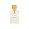 Maison Alhambra Flower Addiction by Maison Alhambra for Him 100ml — Clear glass perfume bottle with a gold textured cap, featuring a deer logo and 'Flower Addiction' label.