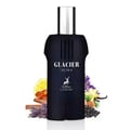 Maison Alhambra Glacier Ultra Man By Maison Alhambra Perfume EDP 100ml — Dark blue bottle with silver cap, featuring 'GLACIER "ULTRA"' text and a deer logo. Surrounded by lemon, cinnamon sticks, lavender, vanilla, and berries.