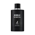 Maison Alhambra Jorge Di Profumo — Black matte perfume bottle with silver accents and a black cap, featuring white text and a deer logo.