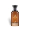 Maison Alhambra Jean Lowe Noir — Amber glass perfume bottle with a black cap, featuring gold leaf emblem and a deer silhouette.