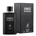 Maison Alhambra Jorge Di Profumo — Black matte perfume bottle with silver cap and matching black box, featuring a deer logo and text.