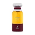Maison Alhambra Flaming Elixir — Yellow and maroon glass perfume bottle with a silver textured cap and maroon accents, featuring the brand logo.