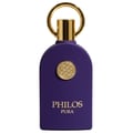 Maison Alhambra Philos Pura by Maison Alhambra 100ml EDP Man — A matte purple perfume bottle with a gold circular emblem and a gold cap with a ring.
