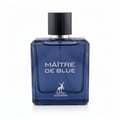 Maison Alhambra Maitre De Blue by Maison Alhambra 100ml untuk Lelaki — Botol minyak wangi kaca biru bertutup hitam, dengan tulisan putih dan logo rusa.