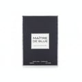Maison Alhambra Maitre De Blue 100ml untuk Lelaki — Kotak minyak wangi hitam dengan label putih tertulis 'MAÎTRE DE BLUE EAU DE PARFUM', dan 'NATURAL SPRAY - VAPORISATEUR 100ml 3.4 FL.OZ.' di bahagian bawah.