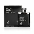 Maison Alhambra Man Black Edition — Black perfume box and bottle with silver cap, featuring a deer logo and text.