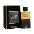 Maison Alhambra B.A.D. Homme Eau de Parfum — Black and gold box with the perfume bottle, featuring a gold cap and dark brown glass.