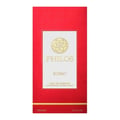 Maison Alhambra Philos Rosso 100ml EDP — Red box packaging with gold embossed geometric pattern and logo, featuring the brand name PHILOS and scent name ROSSO.