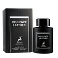 Maison Alhambra Opulence Leather — Black ribbed box and black perfume bottle with white label, featuring a deer logo.