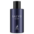 Maison Alhambra Salvo Elixir — Botol minyak wangi biru gelap bertudung hitam, tertulis 'SALVO ELIXIR' putih dan logo rusa perak dengan 'MAISON ALHAMBRA' di bawah.