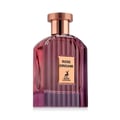 Maison Alhambra Rose Origami — Pink fluted glass perfume bottle with a rose gold cap and a gold label featuring a deer silhouette.