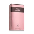 Maison Alhambra Rose Origami — Pink ribbed perfume box with dark band and gold text, featuring a deer logo and fragrance details.