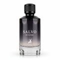 Maison Alhambra Salvo Intense by Maison Alhambra — A clear glass perfume bottle with a dark gradient, black cap, and white text and deer logo.