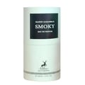 Maison Alhambra Smoky — Cylindrical white packaging with a black label displaying 'MAISON ALHAMBRA'S SMOKY EAU DE PARFUM'. A deer logo and brand name are visible on the lower section, along with 'e100ml. 3.4 FL. OZ.'
