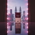 Maison Alhambra Summer Forever by Maison Alhambra 100ml EDP — A rectangular perfume box with 'Summer forever' text, set against a cityscape backdrop with the Petronas Twin Towers, reflected on a glossy surface.