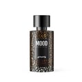 Mood Perfume Aroma Mood 100ml EDP Unisex — Botol minyak wangi bertutup hitam dengan label corak emas dan hitam, tertulis 'MOOD' dan 'AROMA'.