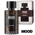 Mood Perfume Aroma Mood 100ml EDP Unisex — Botol minyak wangi bertutup hitam dengan corak coklat dan emas yang rumit, bersebelahan kotak bercorak putih dan coklatnya. Tertulis 'MOOD eau de parfum AROMA'.