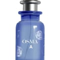 Osma Osma A Tropical & Soft 150ml EDP — Blue glass perfume bottle with silver cap and rose floral accents.
