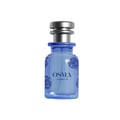 Osma Osma Ambry A Fresh & Fly 75ml EDP — Blue glass perfume bottle with floral rose pattern and silver cap, isolated on white background.