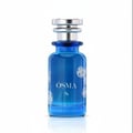 Osma Osma S – Pepper & Sandalwood EDP 150 ml — A clear blue glass perfume bottle with a silver cap, featuring white floral embellishments and the brand name 'OSMA' and 'S' in white text.