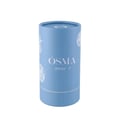 Osma White F Berries & Flowers 75ml EDP — Pembungkusan silinder biru muda dengan ilustrasi bunga putih dan logo jenama.